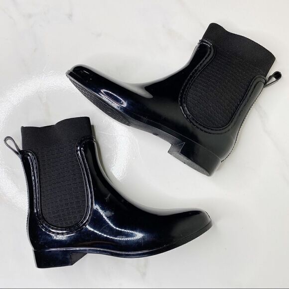 Catherine Malandrino Shiny Black Rain Boots 39 - Picture 1 of 8